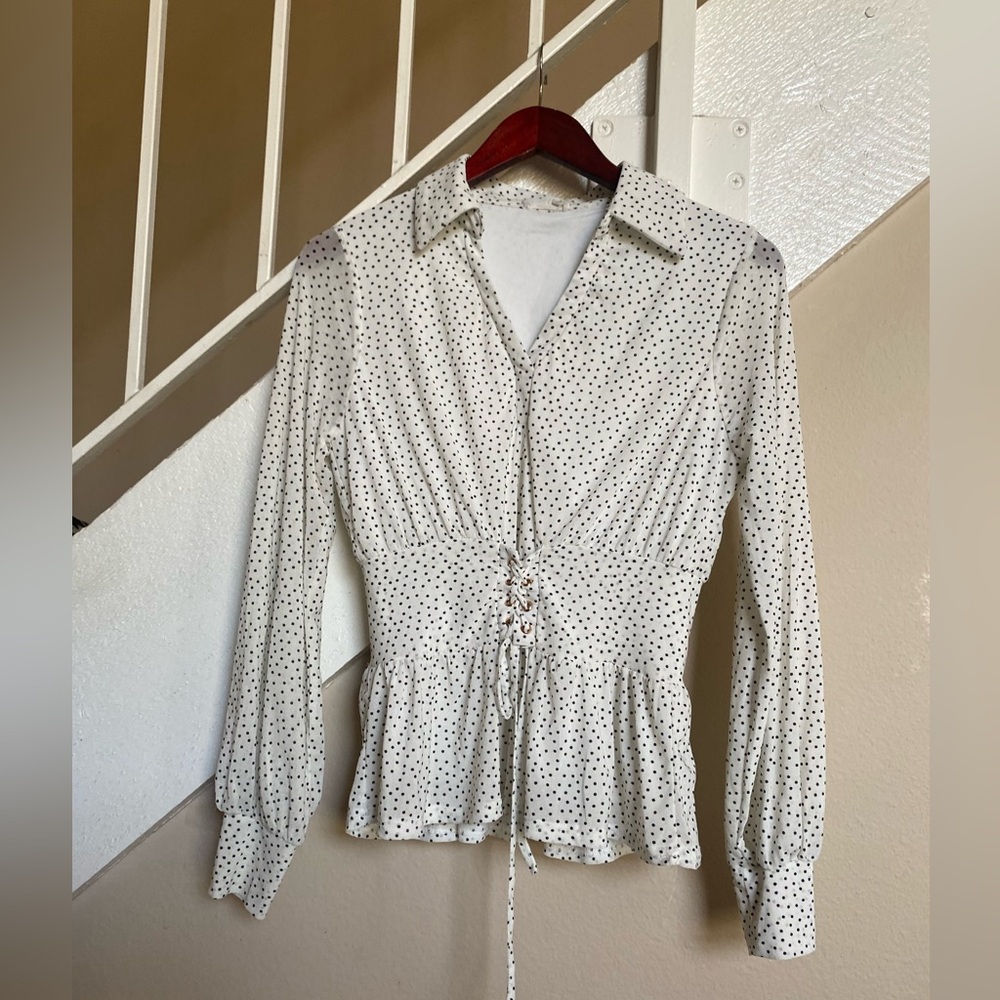 White Polka Dot Women's EMBER  long Sleevs